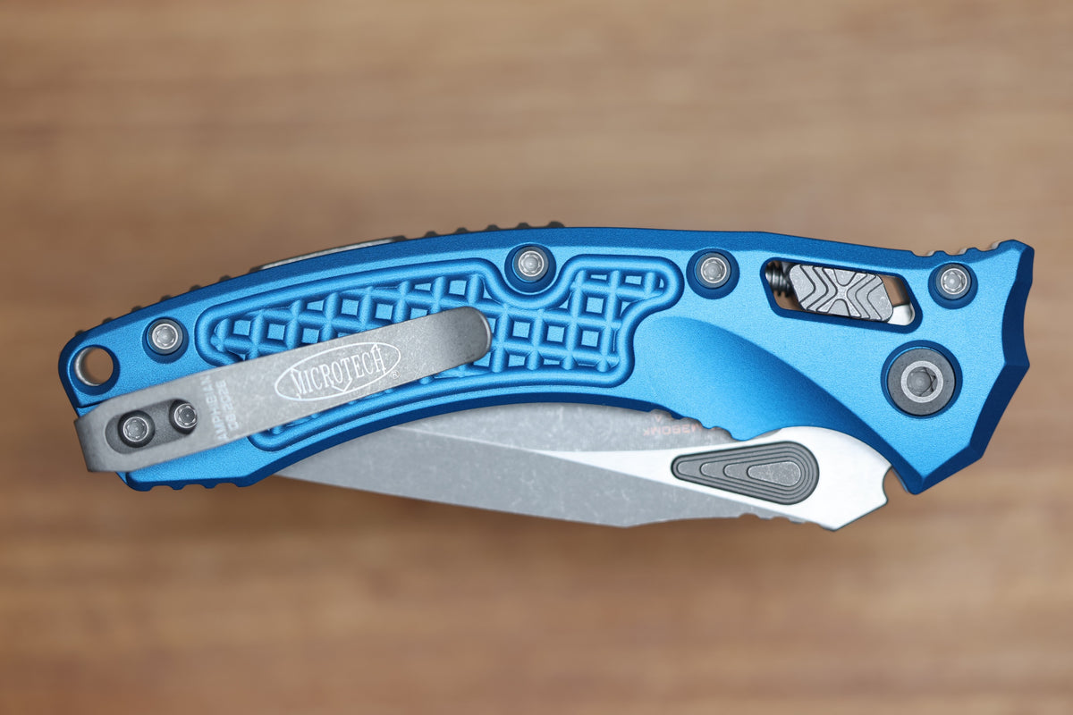 MICROTECH AMPHIBIAN MINI RAM LOK BLUE FRAG ALUMINUM & APOCALYPTIC M390MK 137MRL-10APFRBL