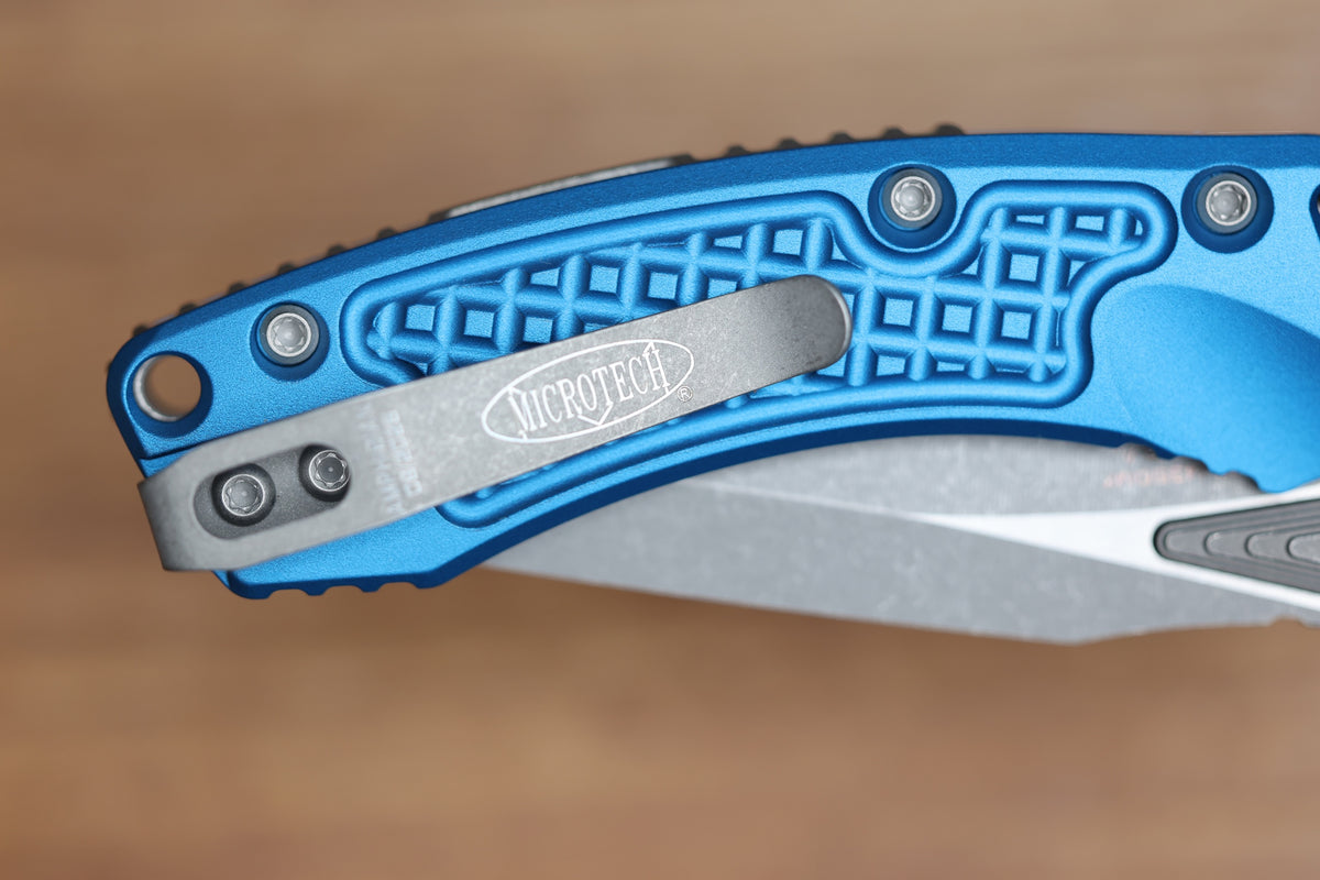 MICROTECH AMPHIBIAN MINI RAM LOK BLUE FRAG ALUMINUM & APOCALYPTIC M390MK 137MRL-10APFRBL