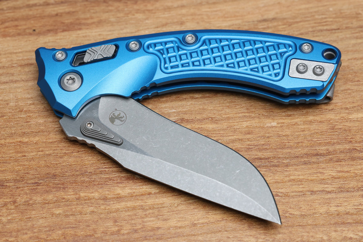 MICROTECH AMPHIBIAN MINI RAM LOK BLUE FRAG ALUMINUM & APOCALYPTIC M390MK 137MRL-10APFRBL