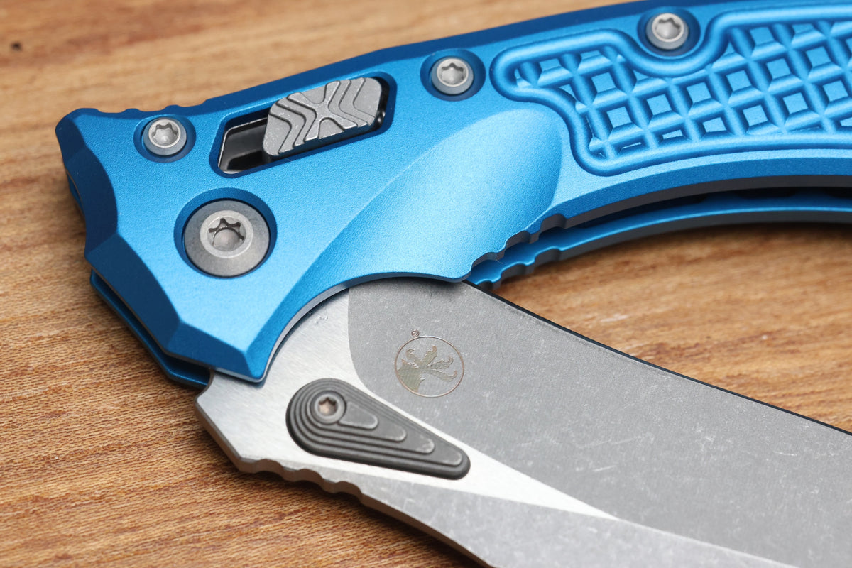 MICROTECH AMPHIBIAN MINI RAM LOK BLUE FRAG ALUMINUM & APOCALYPTIC M390MK 137MRL-10APFRBL