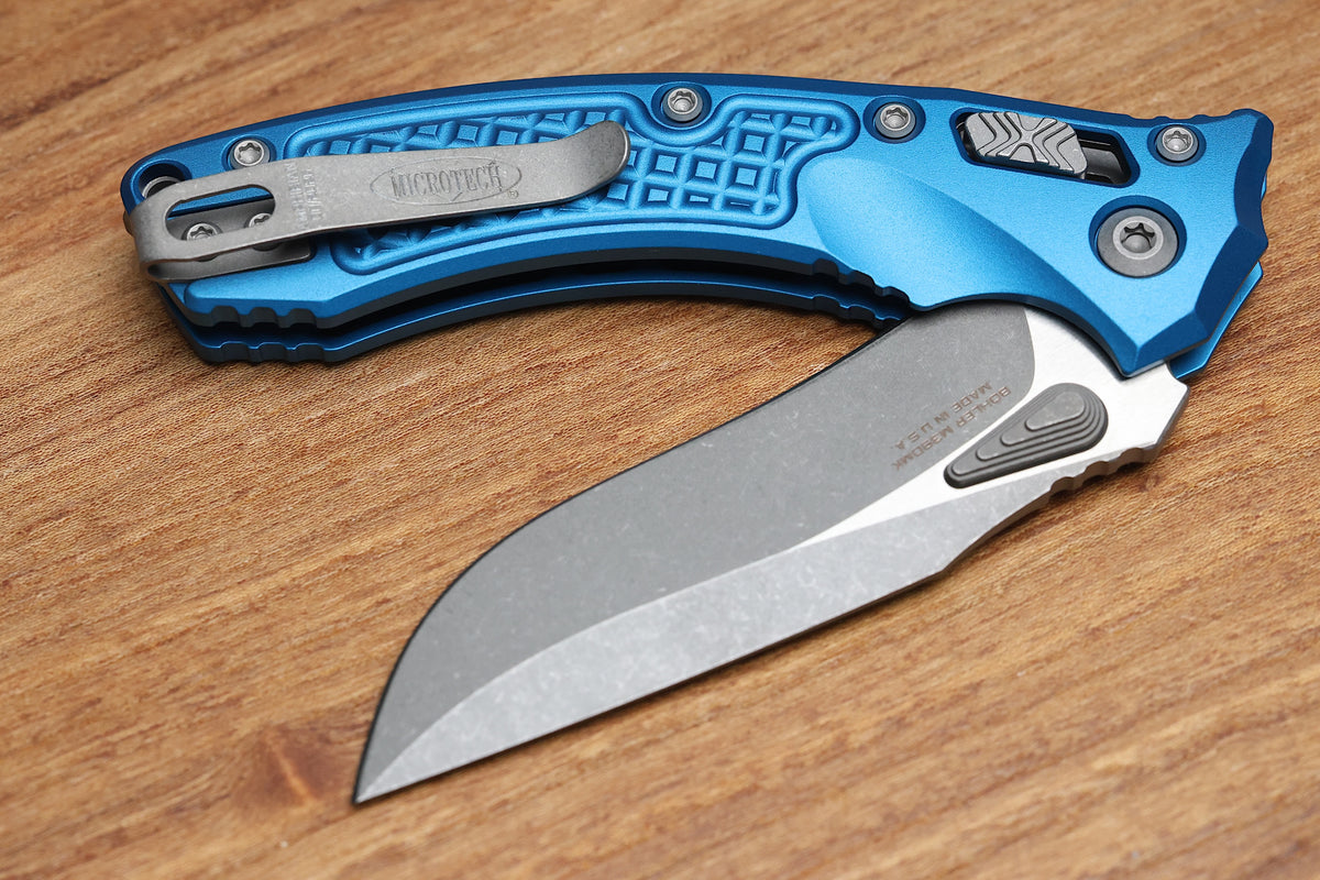 MICROTECH AMPHIBIAN MINI RAM LOK BLUE FRAG ALUMINUM & APOCALYPTIC M390MK 137MRL-10APFRBL