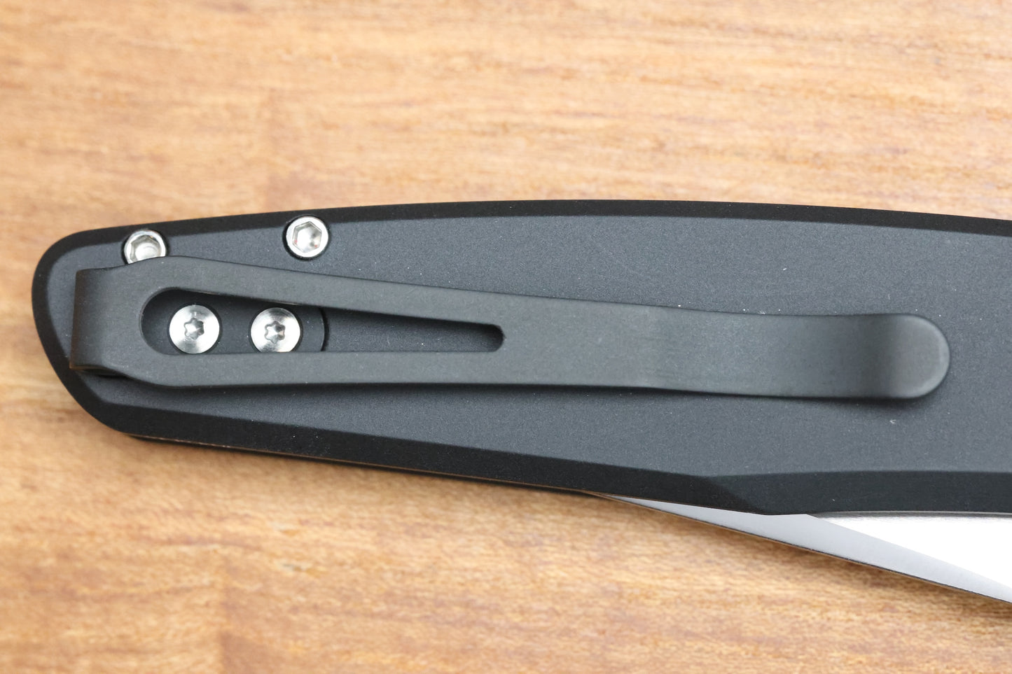 PRO-TECH KNIVES PEACE NEIGHBOR AVALON BLACK ALUMINUM AND MIRROR POLISHED BLADE CUSTOM 002