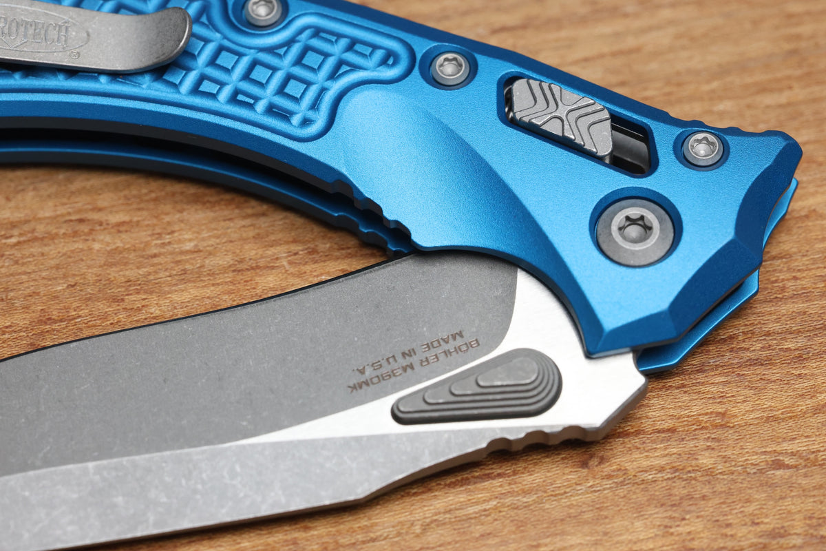 MICROTECH AMPHIBIAN MINI RAM LOK BLUE FRAG ALUMINUM & APOCALYPTIC M390MK 137MRL-10APFRBL
