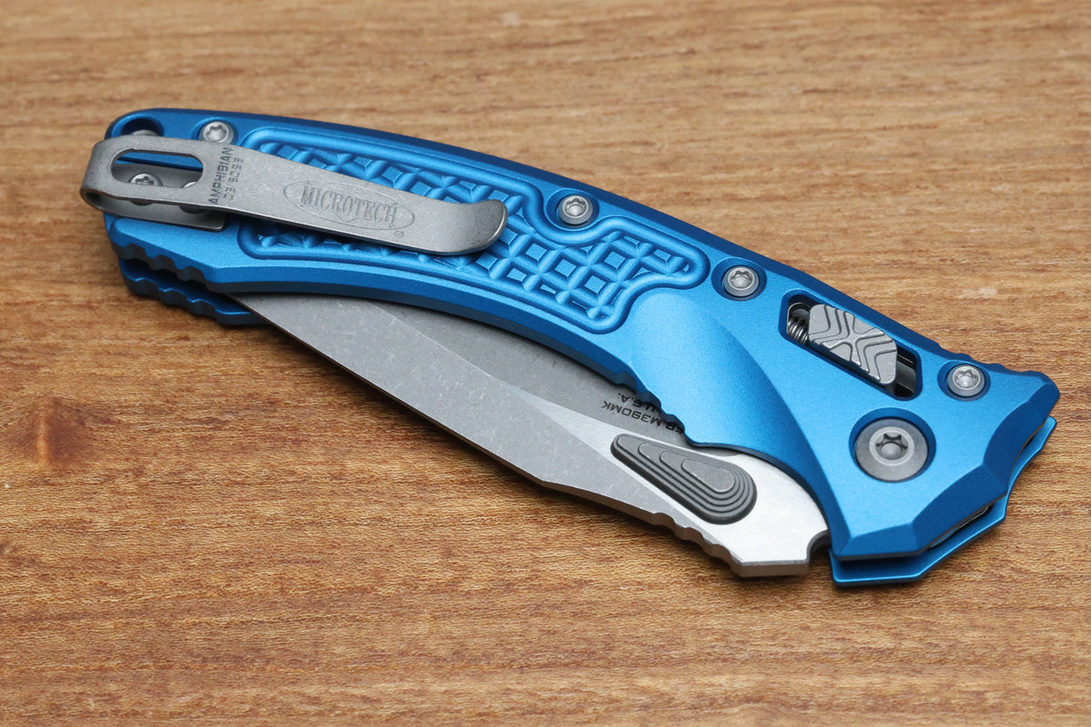 MICROTECH AMPHIBIAN MINI RAM LOK BLUE FRAG ALUMINUM & APOCALYPTIC M390MK 137MRL-10APFRBL