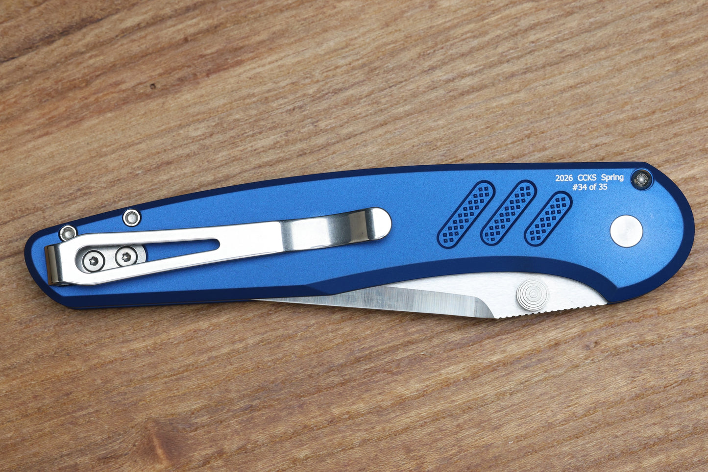 PRO-TECH KNIVES PEACE NEIGHBOR AVALON TEXTURED BLUE ALUMINUM HANDLE MACHINED SATIN MAGNACUT BLADE 2026 CCK SPRING.1