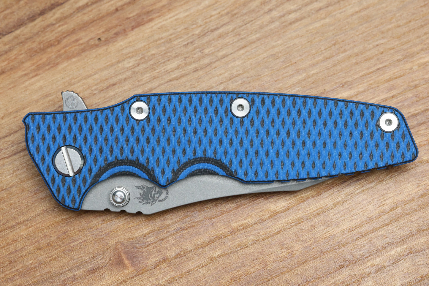 HINDERER KNIVES EKLIPSE 3.5" - MAGNACUT SKINNY SLICER - HOLLOW GRIND - TRI-WAY - BATTLE BLUE - BLUE/BLACK G10