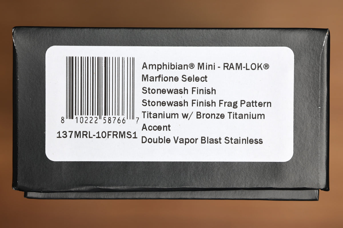 MICROTECH AMPHIBIAN MINI RAM LOK STONEWASH TITANIUM FRAG & STONEWASH M390MK W/ BRONZE ACCENTS 137MRL-10FRMS1
