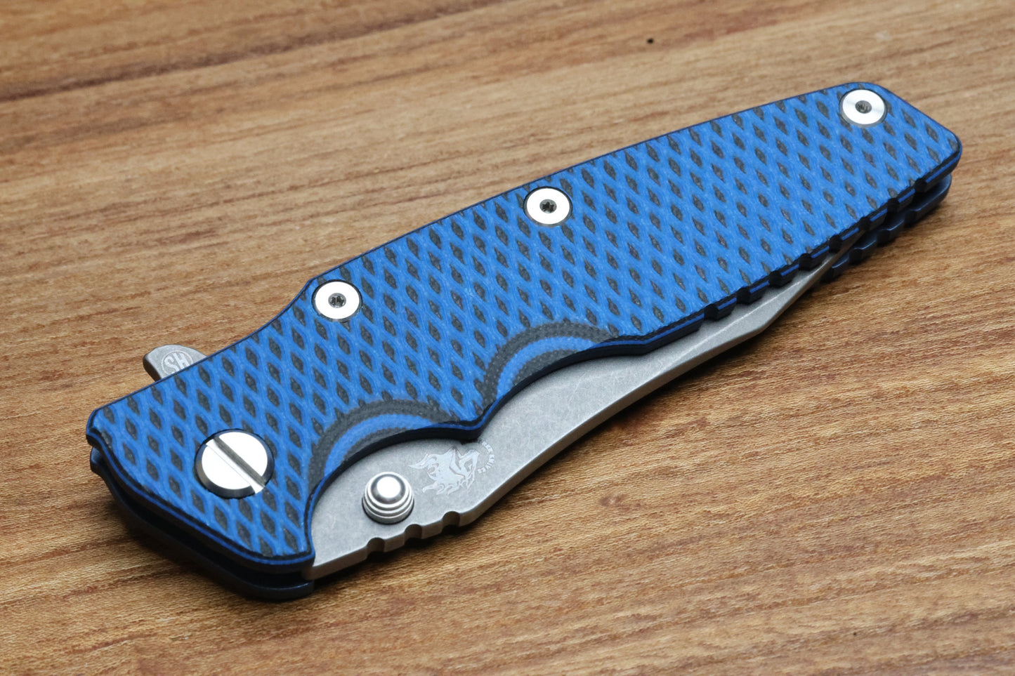 HINDERER KNIVES EKLIPSE 3.5" - MAGNACUT SKINNY SLICER - HOLLOW GRIND - TRI-WAY - BATTLE BLUE - BLUE/BLACK G10
