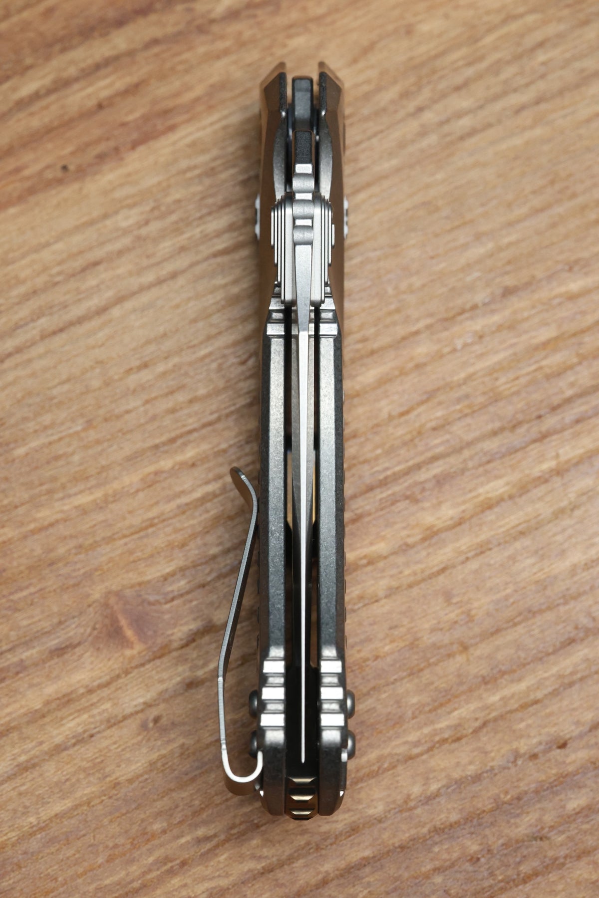MICROTECH AMPHIBIAN MINI RAM LOK STONEWASH TITANIUM FRAG & STONEWASH M390MK W/ BRONZE ACCENTS 137MRL-10FRMS1