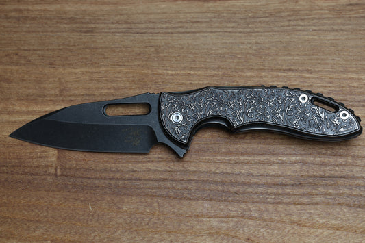 MECHFORCE KNIVES SENTRY RICK LALA COLLAB PVD BLACK SCROLL PATTERN TITANIUM & PVD BLACK M390