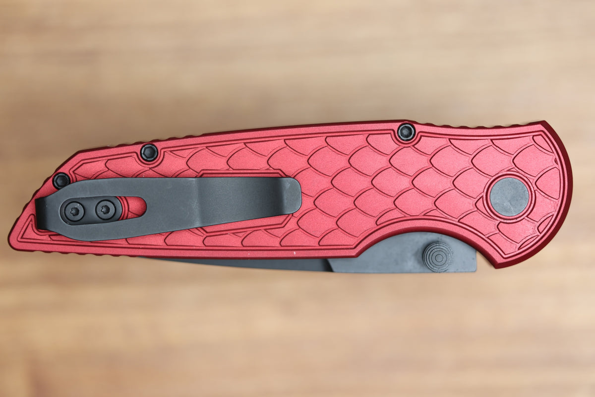 PRO-TECH TR-3 INTEGRITY MANUAL RED ALUMINUM RELIC HANDLES W/ DLC MAGNACUT INT1106-REPTILE RED