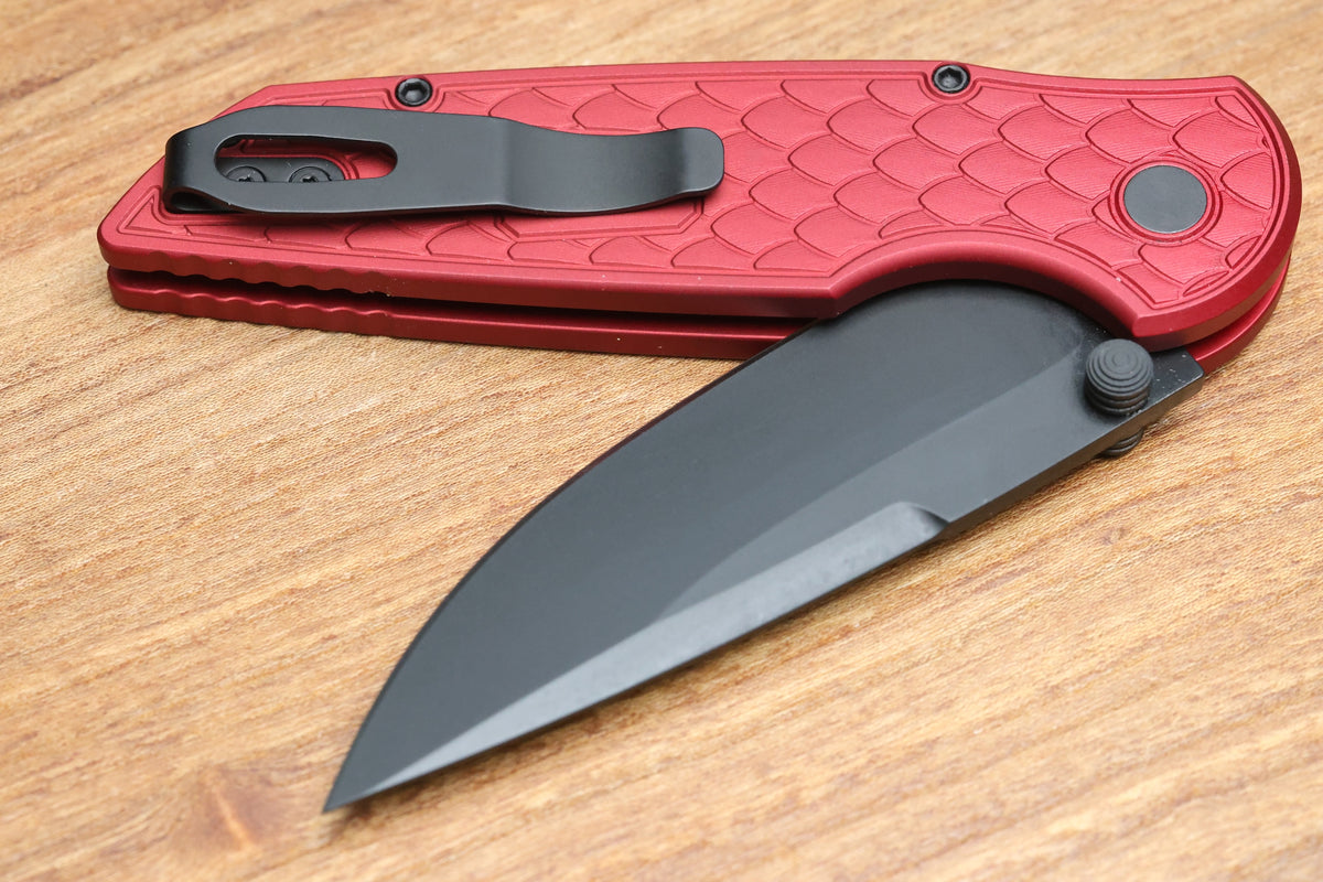 PRO-TECH TR-3 INTEGRITY MANUAL RED ALUMINUM RELIC HANDLES W/ DLC MAGNACUT INT1106-REPTILE RED