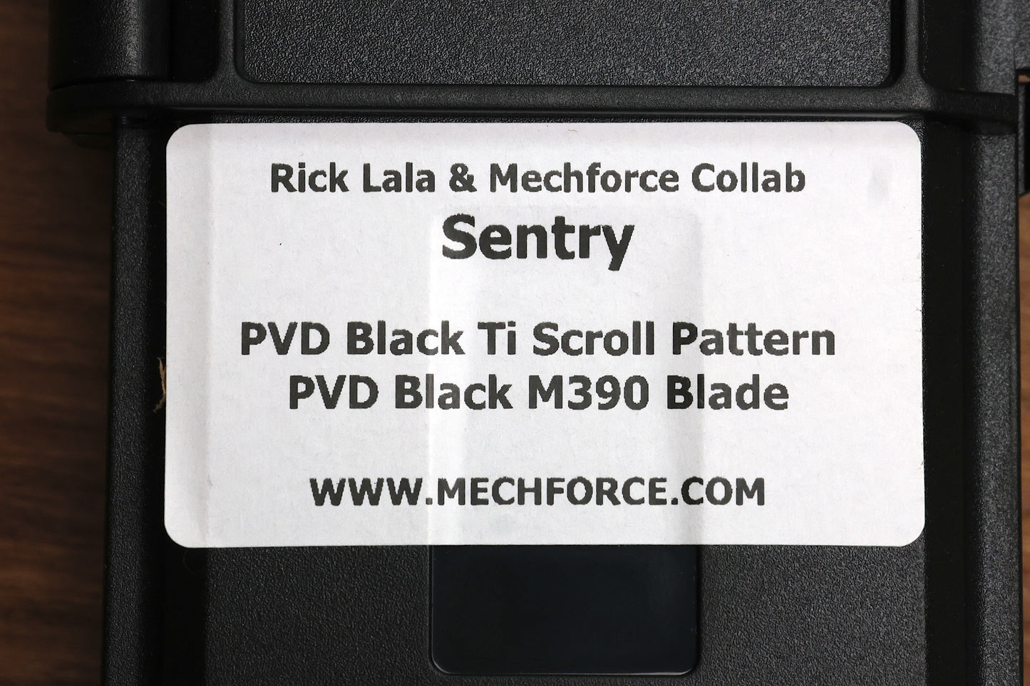 MECHFORCE KNIVES SENTRY RICK LALA COLLAB PVD BLACK SCROLL PATTERN TITANIUM & PVD BLACK M390