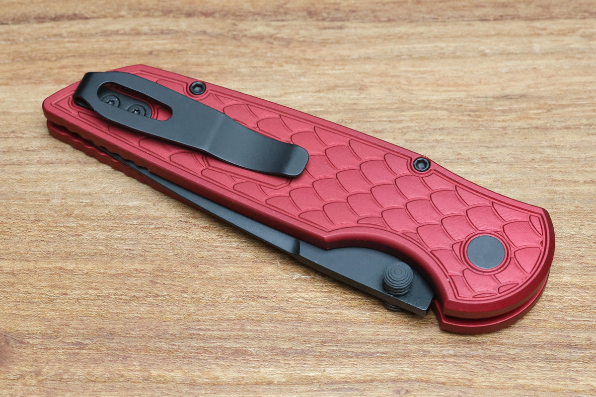 PRO-TECH TR-3 INTEGRITY MANUAL RED ALUMINUM RELIC HANDLES W/ DLC MAGNACUT INT1106-REPTILE RED