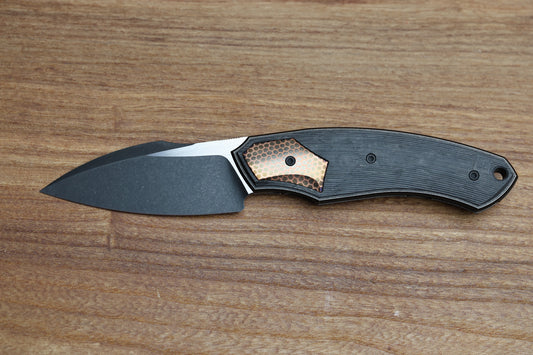 CUSTOM KNIFE FACTORY DAVLESS CARBON FIBER & SUPERCONDUCTOR W/ TWO TONE BLACKWASH S90V