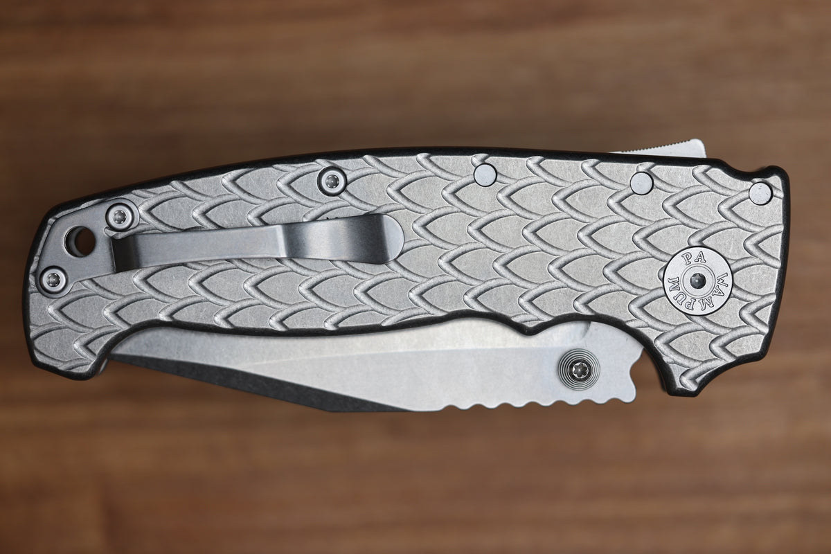 DEMKO KNIVES MG AD20 XXX W/ DRAGON SCALE TITANIUM HANDLES & 4" 3V BLADE