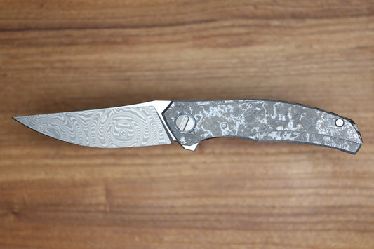 SHIROGOROV KNIVES QUANTIUM WKM - TITANIUM/WHITE CARBOTI HANDLE - ZDI-E BLADE - MRBS (PREOWNED)