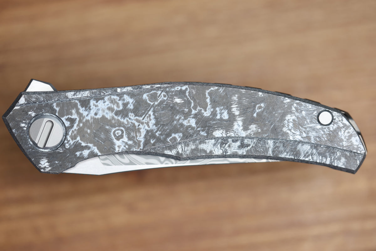 SHIROGOROV KNIVES QUANTIUM WKM - TITANIUM/WHITE CARBOTI HANDLE - ZDI-E BLADE - MRBS (PREOWNED)