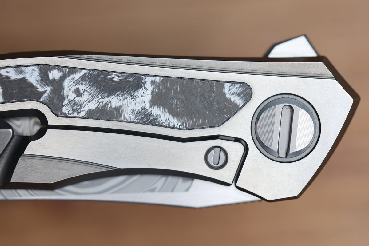 SHIROGOROV KNIVES QUANTIUM WKM - TITANIUM/WHITE CARBOTI HANDLE - ZDI-E BLADE - MRBS (PREOWNED)
