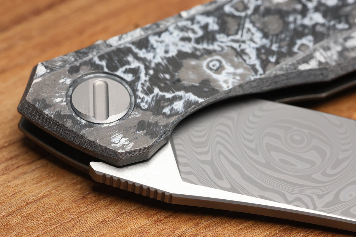 SHIROGOROV KNIVES QUANTIUM WKM - TITANIUM/WHITE CARBOTI HANDLE - ZDI-E BLADE - MRBS (PREOWNED)