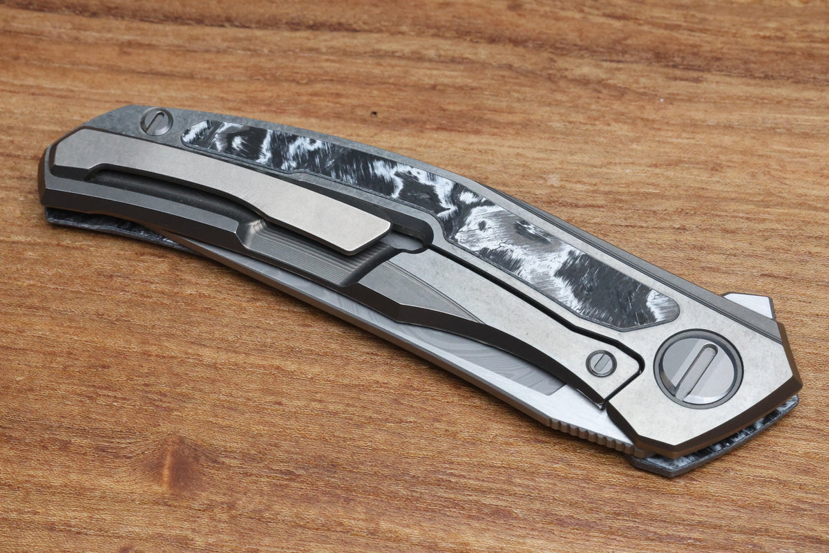 SHIROGOROV KNIVES QUANTIUM WKM - TITANIUM/WHITE CARBOTI HANDLE - ZDI-E BLADE - MRBS (PREOWNED)
