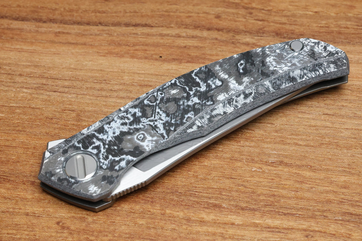 SHIROGOROV KNIVES QUANTIUM WKM - TITANIUM/WHITE CARBOTI HANDLE - ZDI-E BLADE - MRBS (PREOWNED)
