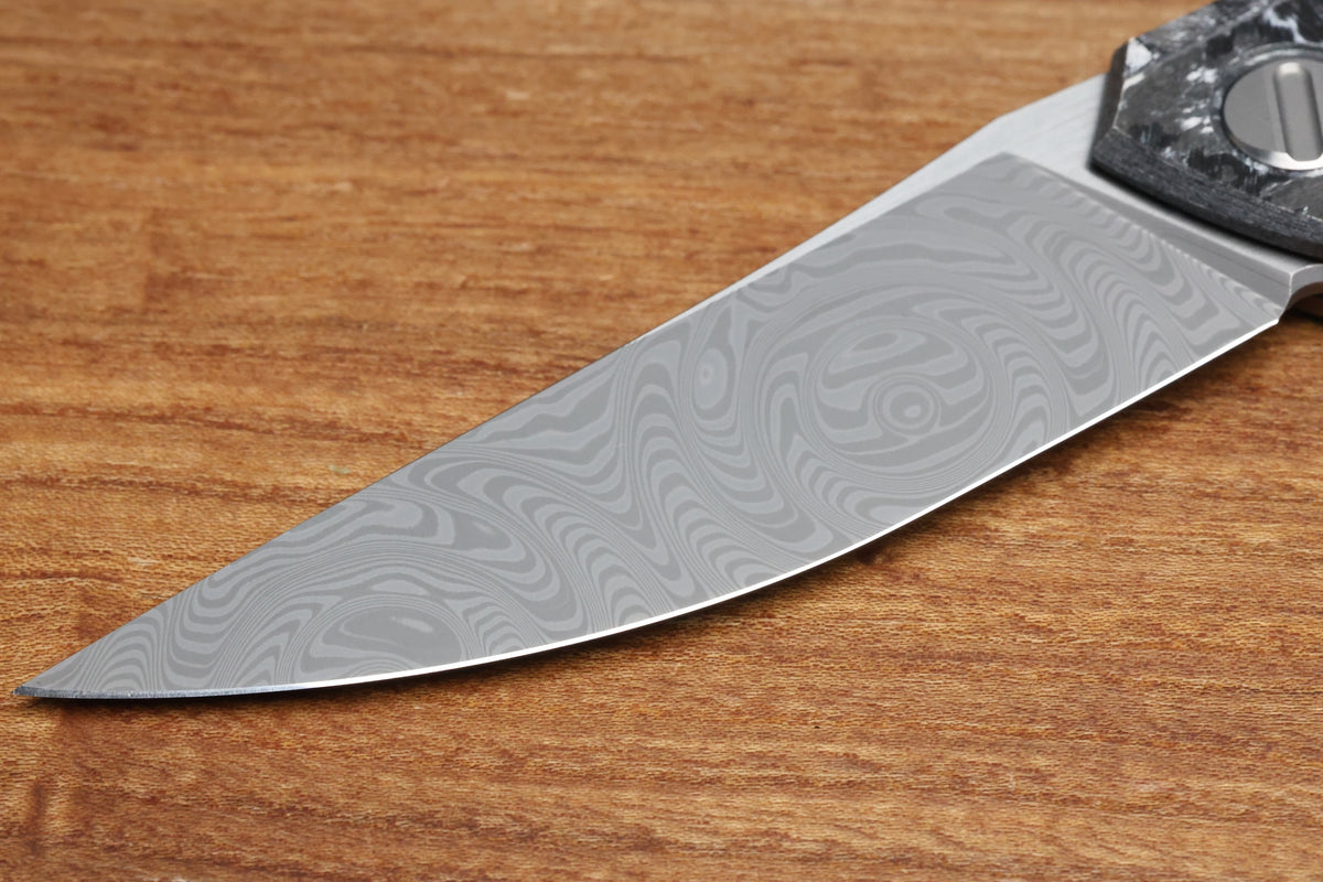 SHIROGOROV KNIVES QUANTIUM WKM - TITANIUM/WHITE CARBOTI HANDLE - ZDI-E BLADE - MRBS (PREOWNED)