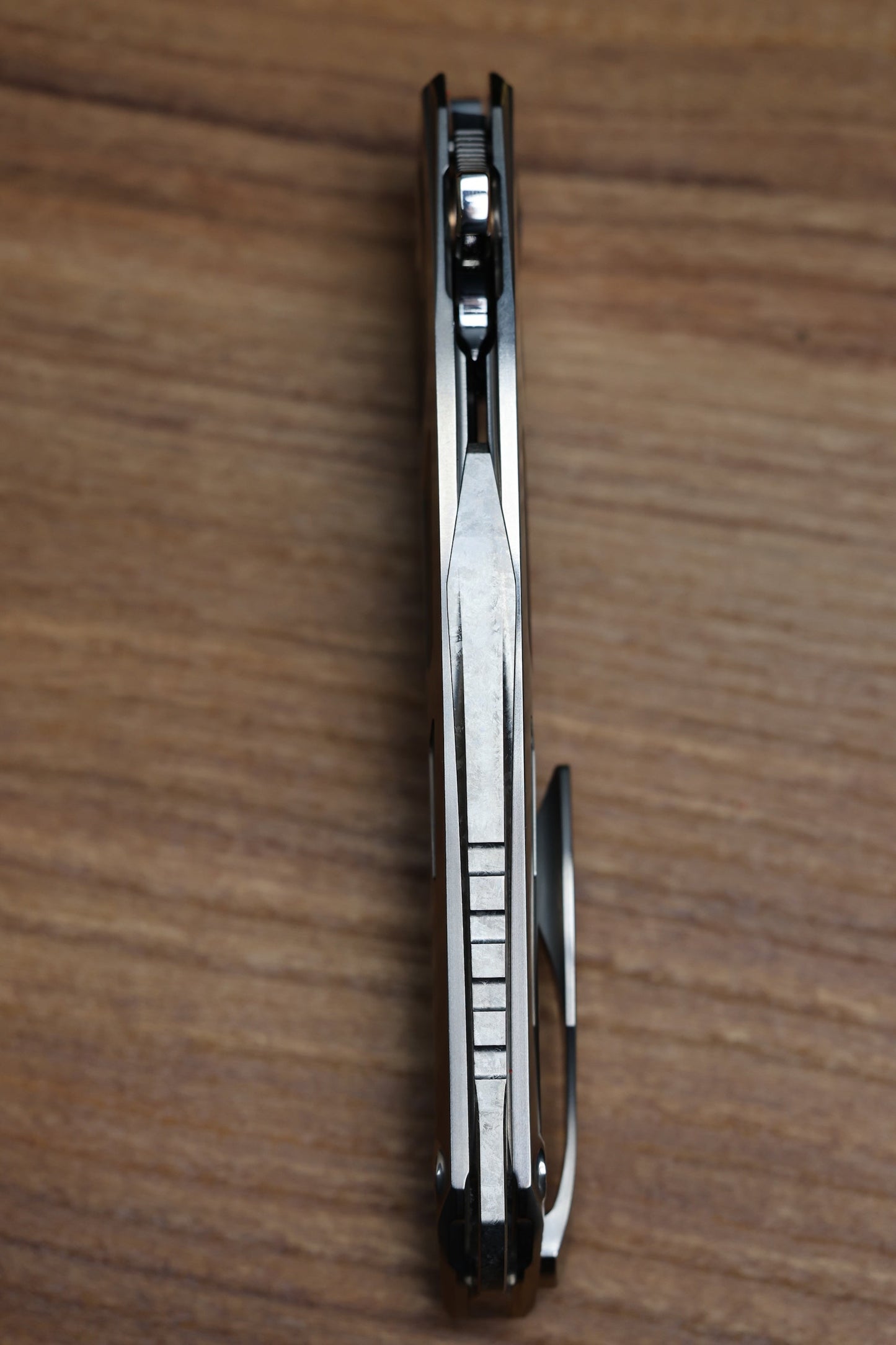 CUSTOM KNIFE FACTORY SUKHOI-5 POLISHED TITANIUM HANDLES W/ CRYSTAL TI BACKSPACER & MIRROR M398