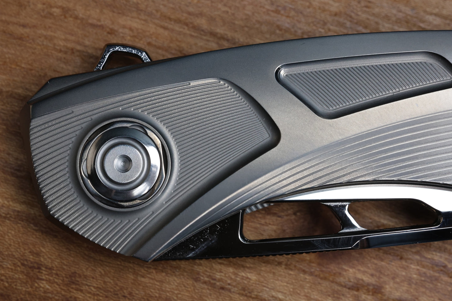 CUSTOM KNIFE FACTORY SUKHOI-5 POLISHED TITANIUM HANDLES W/ CRYSTAL TI BACKSPACER & MIRROR M398