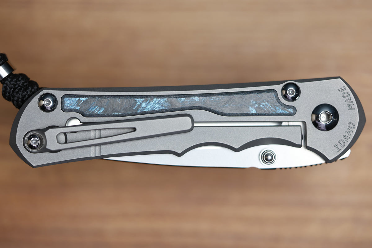 CHRIS REEVE LARGE INKOSI - OCEAN BLUE CARBOTI INLAY - DROP POINT CPM MAGNACUT BLADE - MIM CLIP - R1 INVITATIONAL 2026