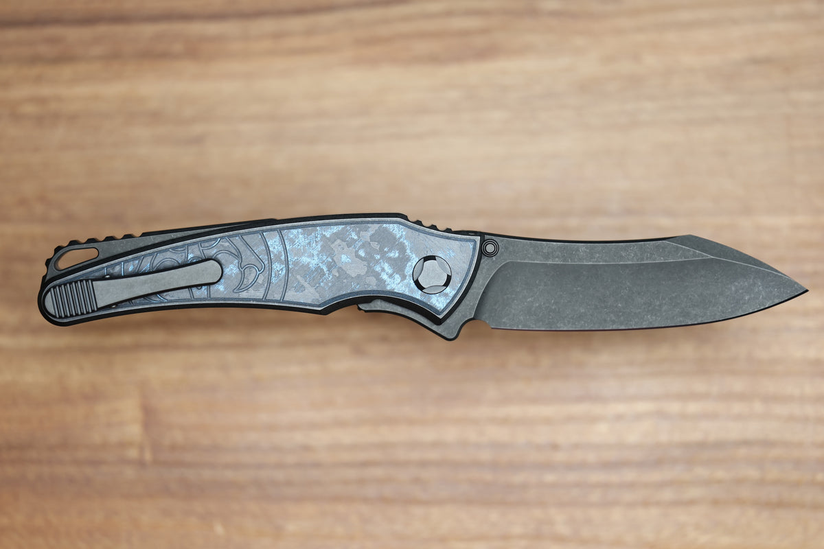 HAWK KNIVES TALON - DLC TITANIUM/OCEAN BLUE CARBOTI HANDLE - M390 BLADE - R1 INVITATIONAL 2026