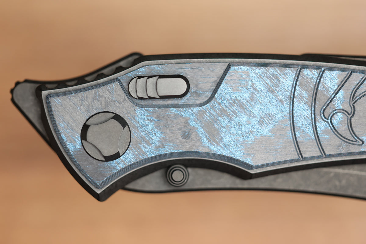 HAWK KNIVES TALON - DLC TITANIUM/OCEAN BLUE CARBOTI HANDLE - M390 BLADE - R1 INVITATIONAL 2026