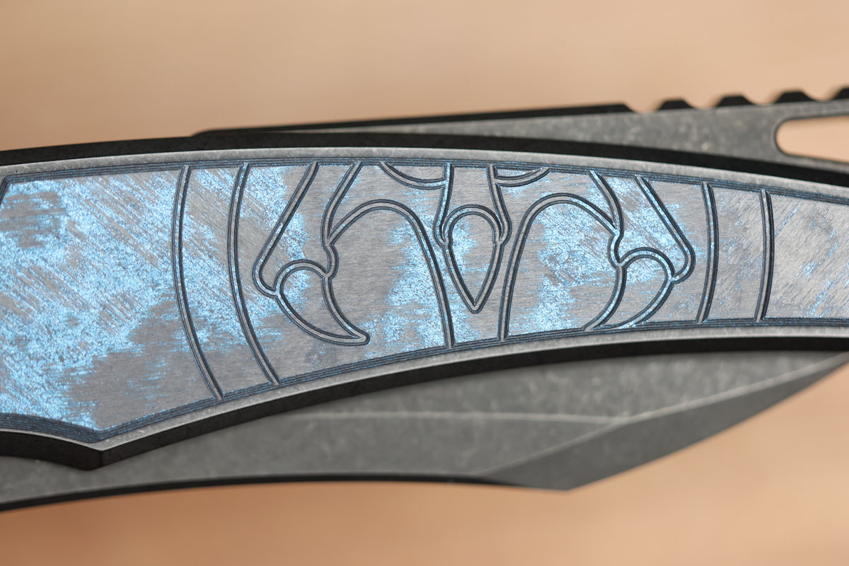 HAWK KNIVES TALON - DLC TITANIUM/OCEAN BLUE CARBOTI HANDLE - M390 BLADE - R1 INVITATIONAL 2026
