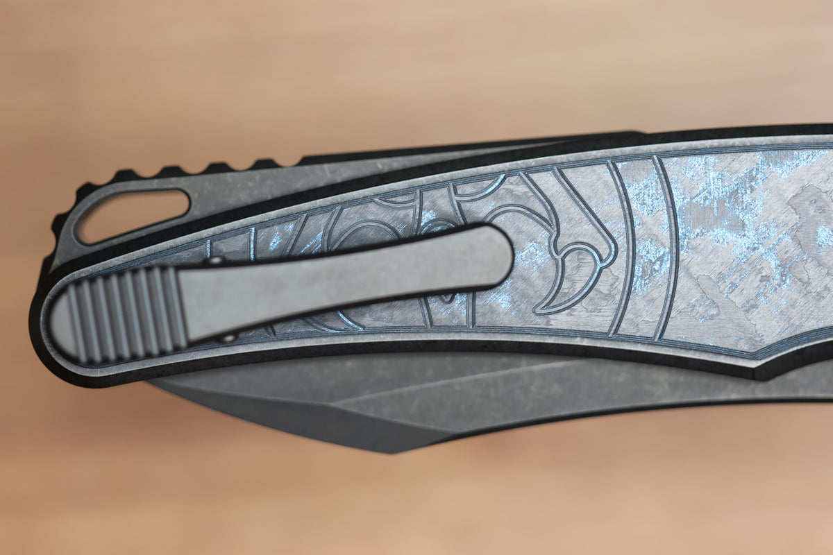 HAWK KNIVES TALON - DLC TITANIUM/OCEAN BLUE CARBOTI HANDLE - M390 BLADE - R1 INVITATIONAL 2026