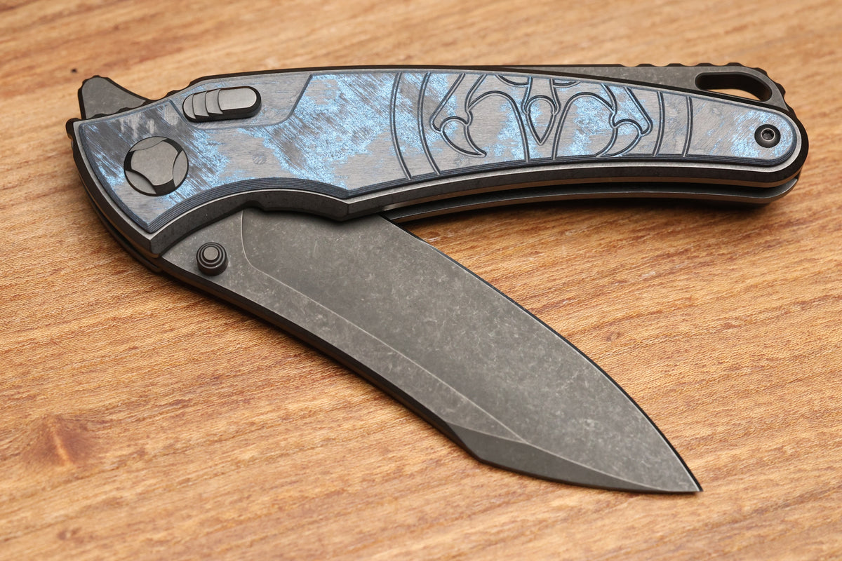 HAWK KNIVES TALON - DLC TITANIUM/OCEAN BLUE CARBOTI HANDLE - M390 BLADE - R1 INVITATIONAL 2026