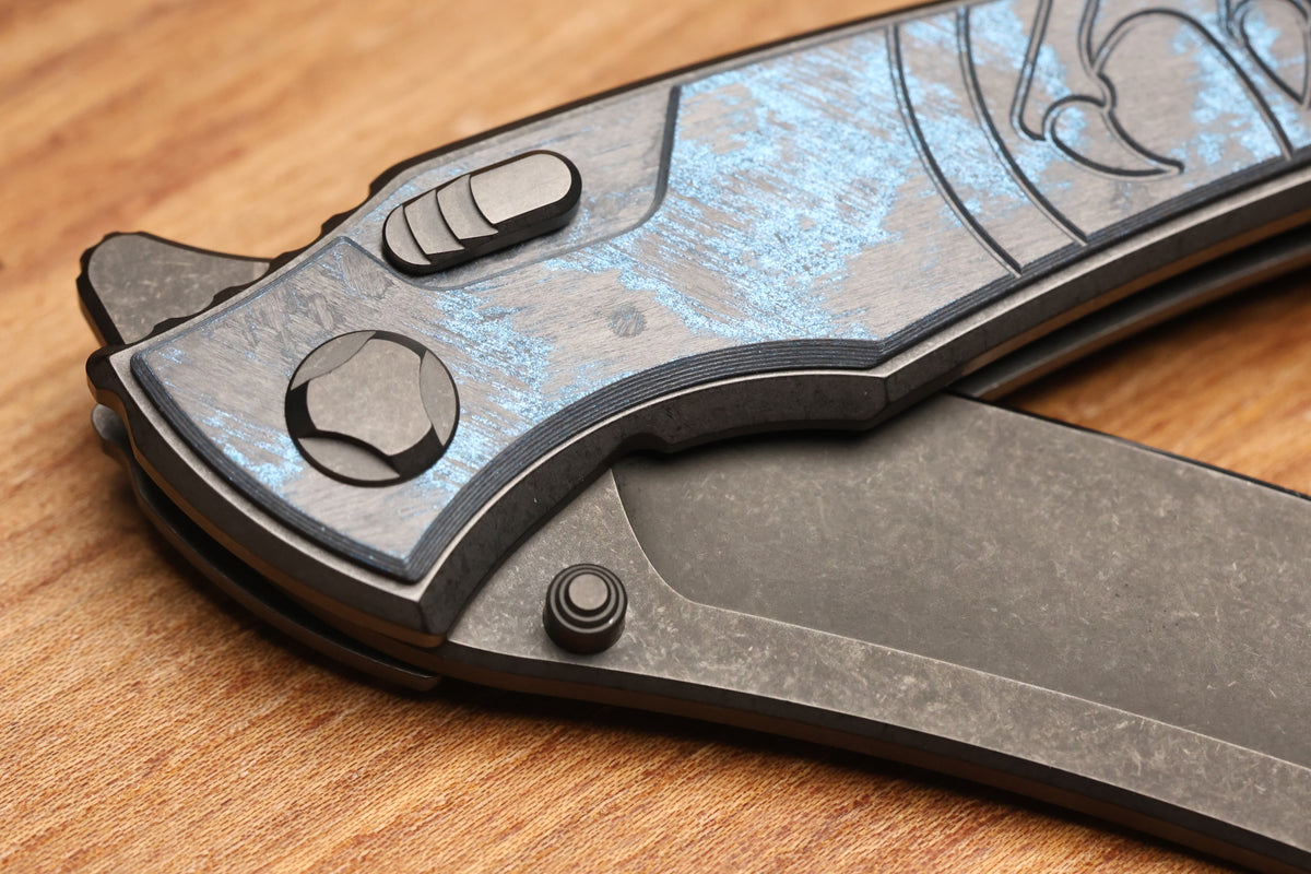 HAWK KNIVES TALON - DLC TITANIUM/OCEAN BLUE CARBOTI HANDLE - M390 BLADE - R1 INVITATIONAL 2026