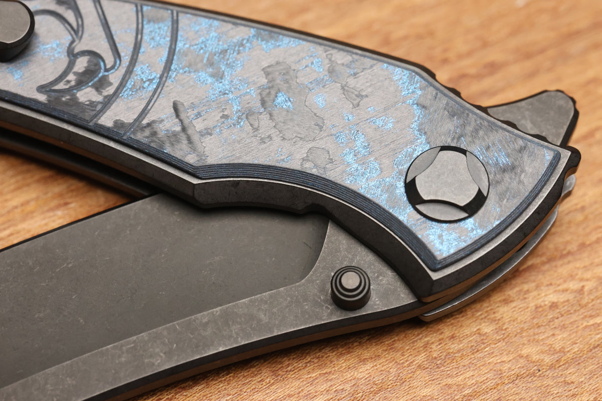 HAWK KNIVES TALON - DLC TITANIUM/OCEAN BLUE CARBOTI HANDLE - M390 BLADE - R1 INVITATIONAL 2026