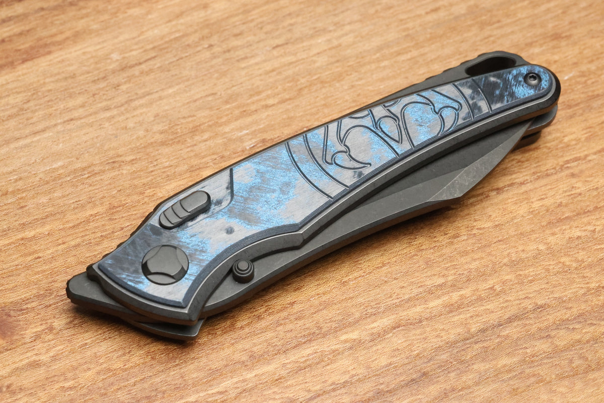 HAWK KNIVES TALON - DLC TITANIUM/OCEAN BLUE CARBOTI HANDLE - M390 BLADE - R1 INVITATIONAL 2026