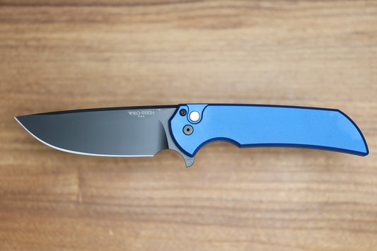 PRO-TECH MORDAX BLUE HANDLES W/ BLACK LIP PEARL BUTTON & DLC MAGNACUT MX103-LTD BLUE