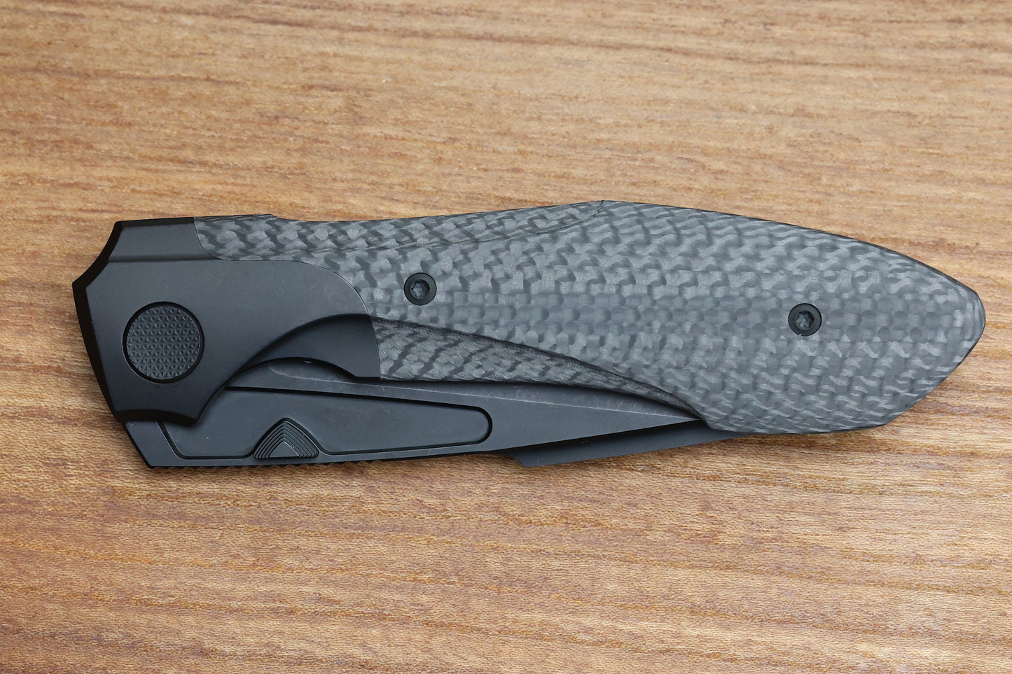 NULL KNIVES VOODOO - BLACK PVD/LIGHT STONEWASH TI/WEAVE CARBON FIBER HANDLE - BLACK PVD/LIGHT STONEWASH M390 BLADE