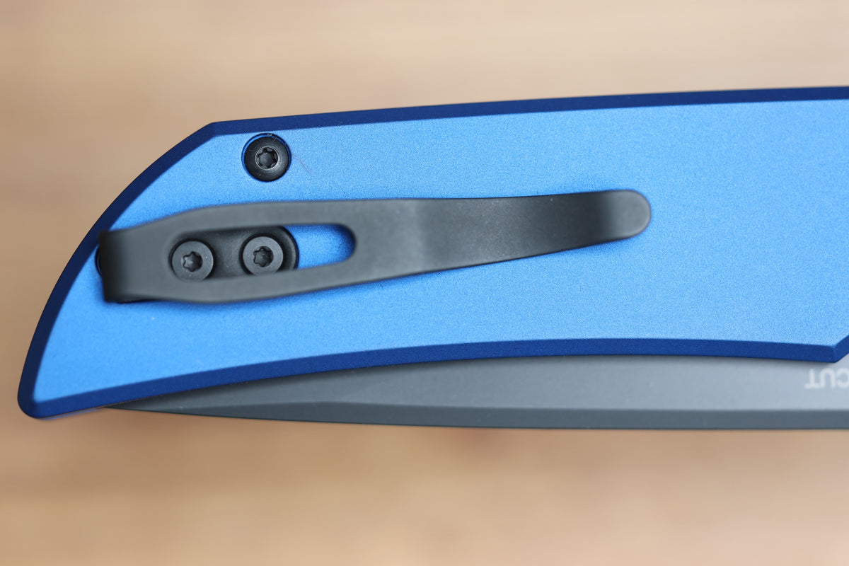 PRO-TECH MORDAX BLUE HANDLES W/ BLACK LIP PEARL BUTTON & DLC MAGNACUT MX103-LTD BLUE