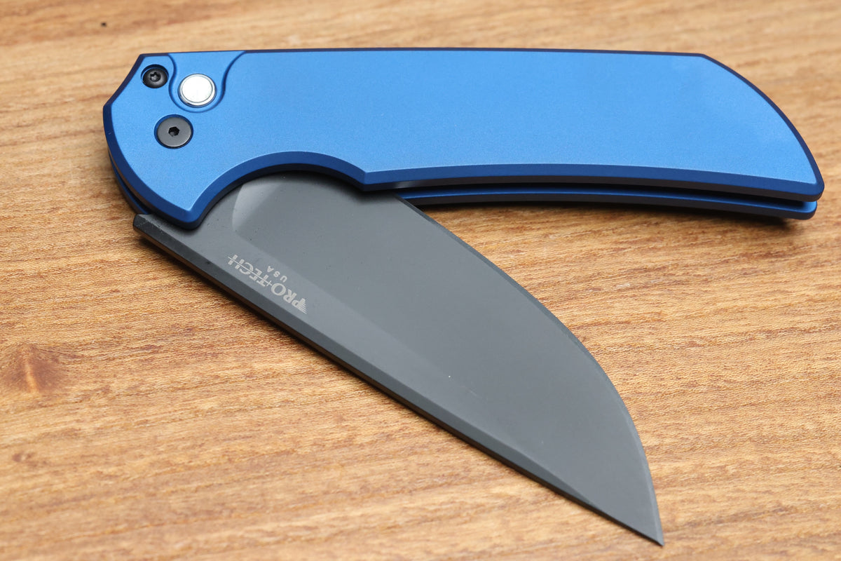 PRO-TECH MORDAX BLUE HANDLES W/ BLACK LIP PEARL BUTTON & DLC MAGNACUT MX103-LTD BLUE