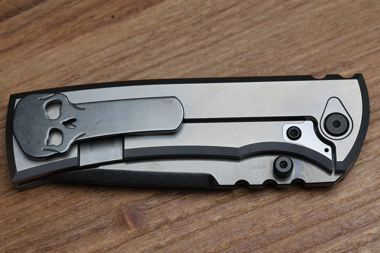 CHAVES KNIVES REDENCION 229 BRIGHT STONEWASH DLC W/ TITANIUM INTEGRAL HANDLE W/ MAGNETIC TI INLAYS & TANTO M390