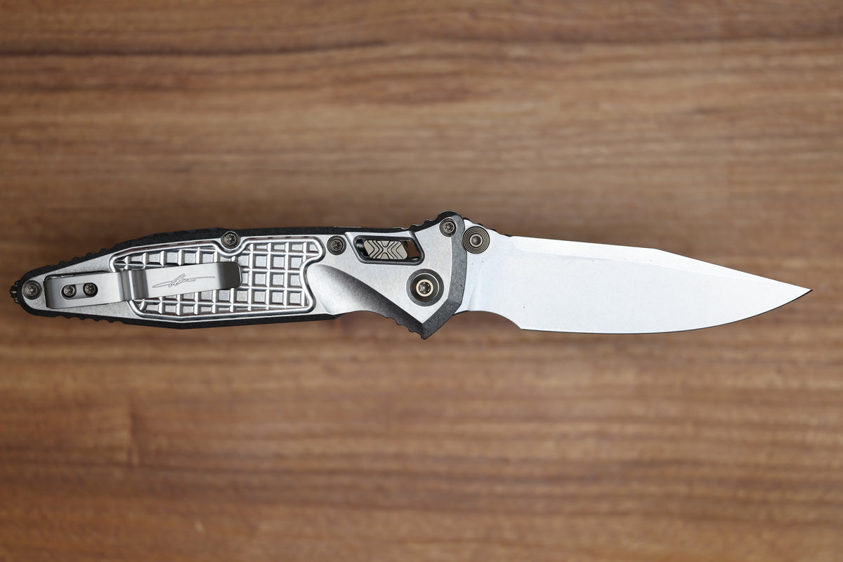 MICROTECH MARFIONE SELECT SOCOM RAM-LOK TITANIUM FRAG HANDLES W/ FLAMED ACCENTS & STONEWASH M390MK 160RL-10FRMS5
