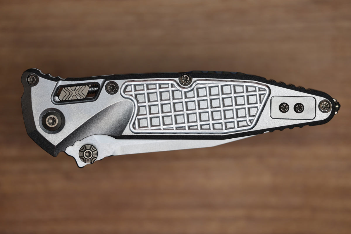 MICROTECH MARFIONE SELECT SOCOM RAM-LOK TITANIUM FRAG HANDLES W/ FLAMED ACCENTS & STONEWASH M390MK 160RL-10FRMS5
