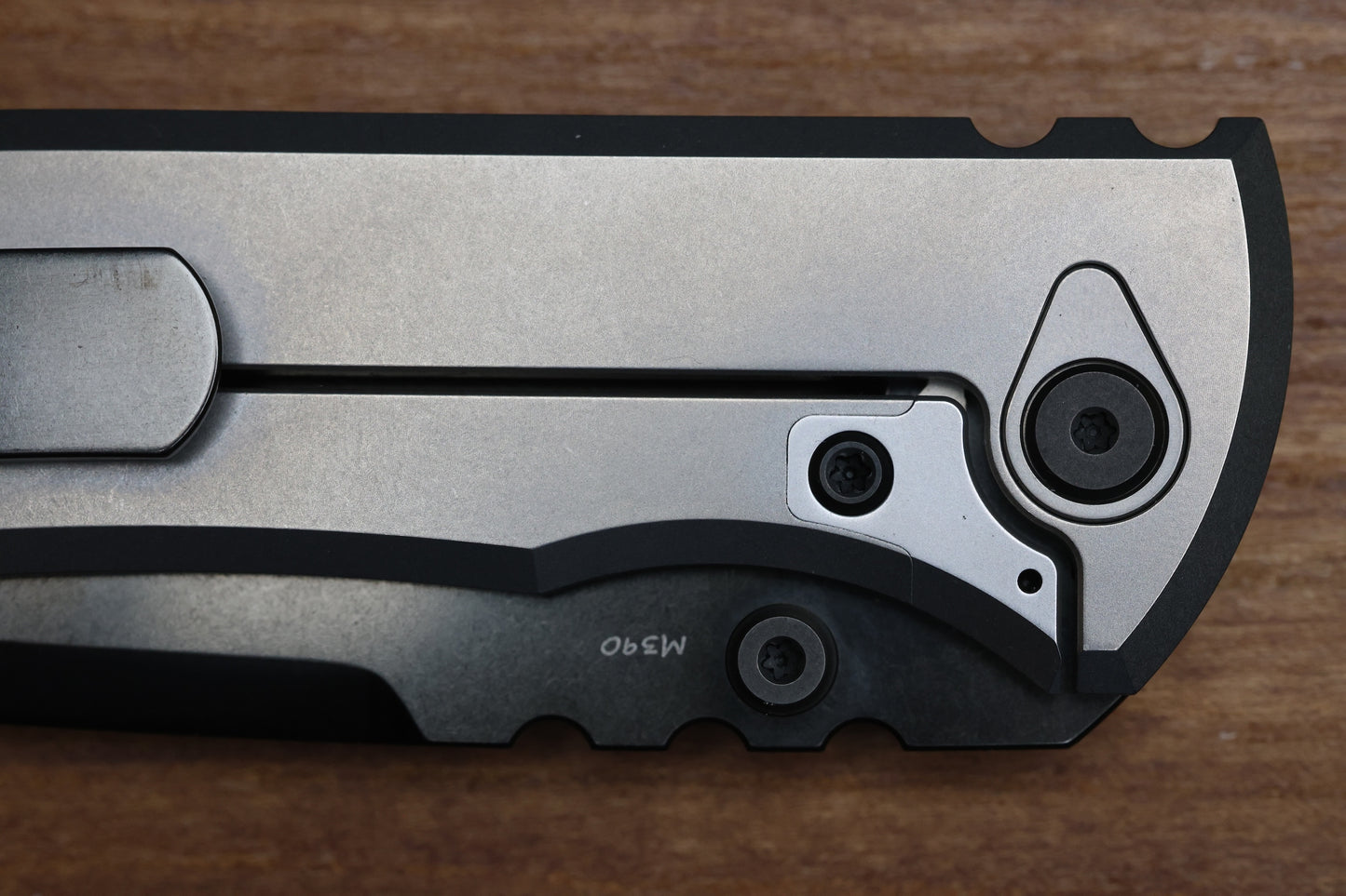 CHAVES KNIVES REDENCION 229 BRIGHT STONEWASH DLC W/ TITANIUM INTEGRAL HANDLE W/ MAGNETIC TI INLAYS & TANTO M390