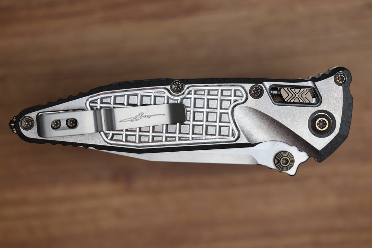 MICROTECH MARFIONE SELECT SOCOM RAM-LOK TITANIUM FRAG HANDLES W/ FLAMED ACCENTS & STONEWASH M390MK 160RL-10FRMS5