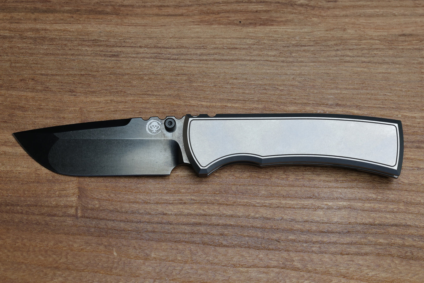 CHAVES KNIVES REDENCION 229 BRIGHT STONEWASH DLC W/ TITANIUM INTEGRAL HANDLE W/ MAGNETIC TI INLAYS & DROP POINT M390