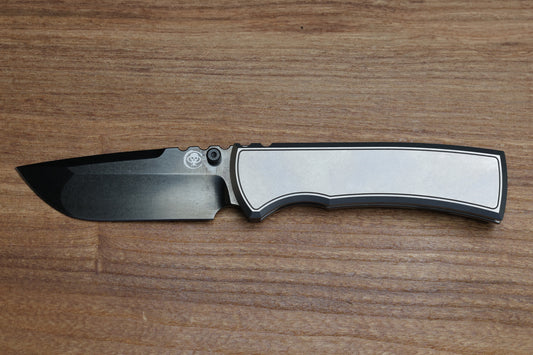 CHAVES KNIVES REDENCION 229 BRIGHT STONEWASH DLC W/ TITANIUM INTEGRAL HANDLE W/ MAGNETIC TI INLAYS & DROP POINT M390