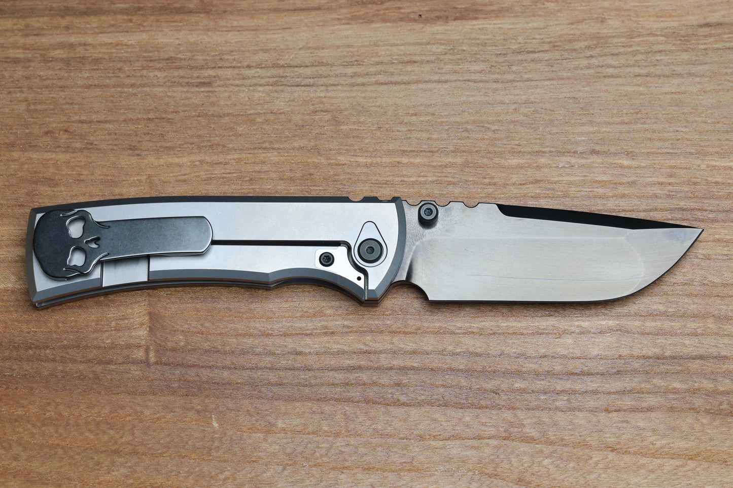 CHAVES KNIVES REDENCION 229 BRIGHT STONEWASH DLC W/ TITANIUM INTEGRAL HANDLE W/ MAGNETIC TI INLAYS & DROP POINT M390